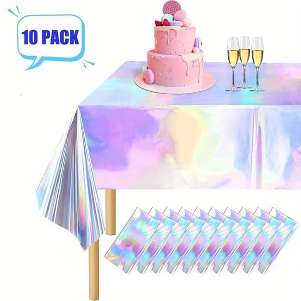 10Pcs Disposable Laser Plastic Tablecloth Scene Decoration Christmas Birthday Party Laser Tablecloth Desktop Decoration 250304