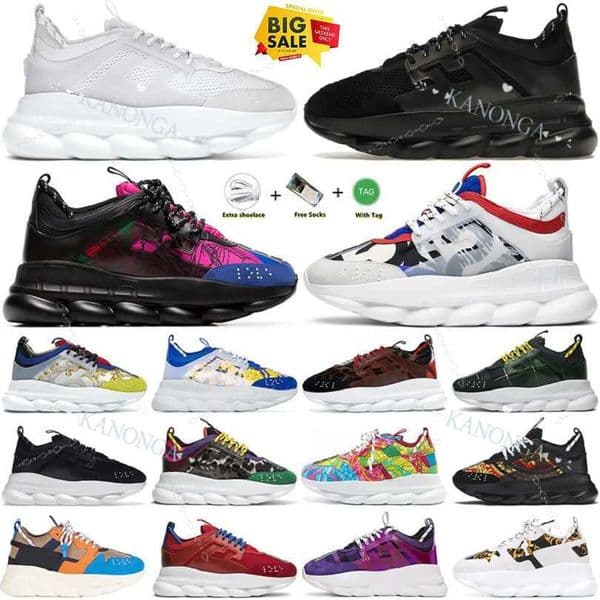 Chain Designer Reaction Men Women Shoes Dress Rubber Suede Triple Black White Gold Red Brown Orange Blue Fashion Mens Casual Trainers Platform Sneakers 36-45 Z251206