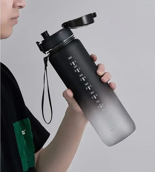 1liter sports water bottle large capacity mens summer portable plastic outdoor travel fitness drink cup 250303q