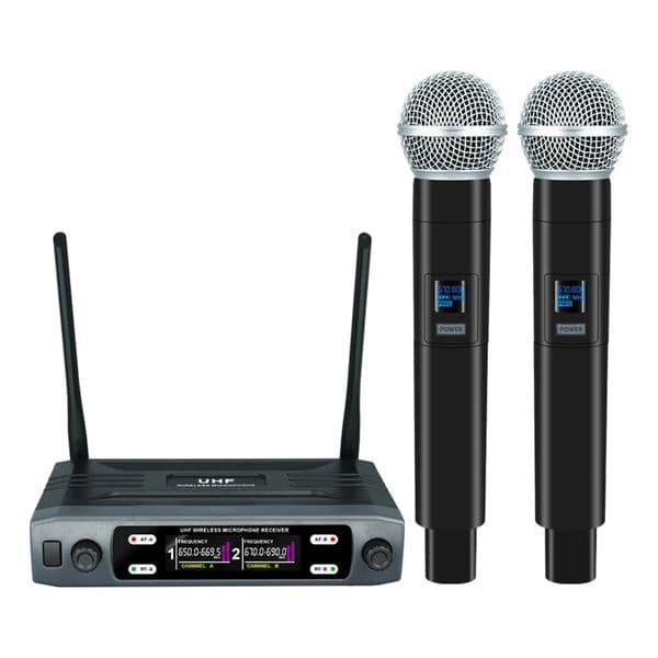 Wireless Microphone Handheld Dual Channels UHF Fixed Frequency Dynamic Mic For Karaoke Wedding Party Band Church Show 250303