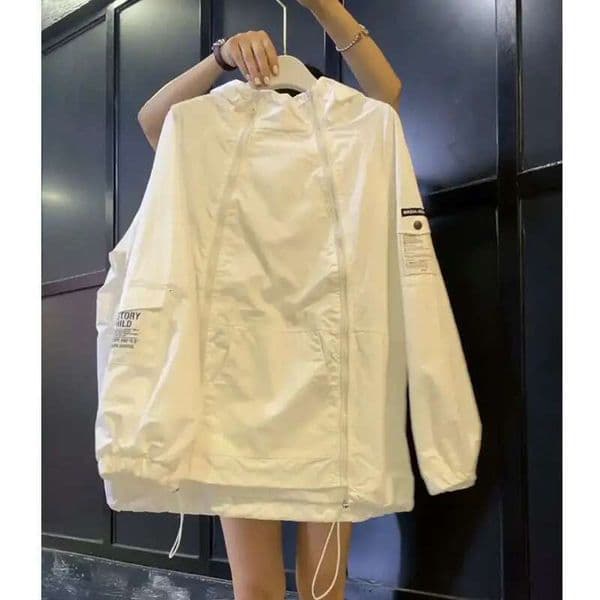 hoodie Spring Double Zip Coat Women's Fashion Casual Thin Hooded Windbreaker Sun Shield jacket