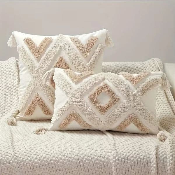 Pillow Case Ins Nordic Bohemian Style Geometric Plush Pillowcases Home Decorative Pillow With Tassel Waist Cushion Covers 250310