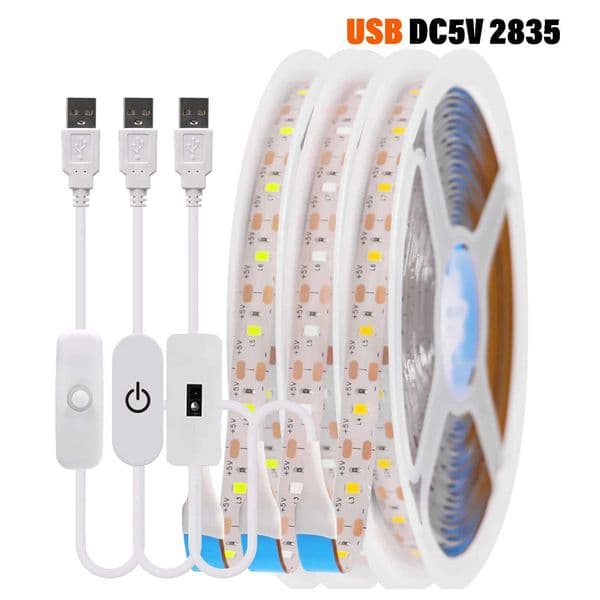 USB DC5V 2835 LED Strip Light Tape With Hand Sweep/Dimmer/ON OFF Switch Flexible Ribbon for Kitchen Room Cabinet TV Backlight Z250311