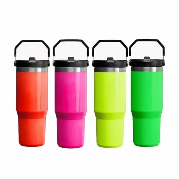 Neon Color 30oz Sublimation Tumbler With Handle Straws Flip Lids Double Wall Stainless Steel Insulated Sport Water Bottle Travel Coffee Cup Flask Thermal gs Y260520