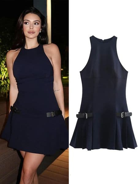 Fashion Y2K pleated mini womens clothing elegant sleeveless O-neck chic evening dress womens club party vest 250306