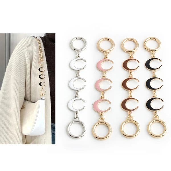 1PC Moon Shape Wallet Shoulder Bag Extension Chain with Alloy Spring Door Knocker for Underarm Replacement Accessories 250311