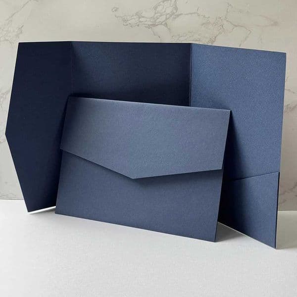 25pcs Blank Pocketfold Card Invitation DIY wedding paper envelopeNAVY BLUE X250311