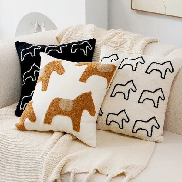 45x45CM Nordic Simple Throw Pillow Cover Embroidered Plush Cute Animal Sofa Cushion Waist Home Decorative Pillowcase 250310