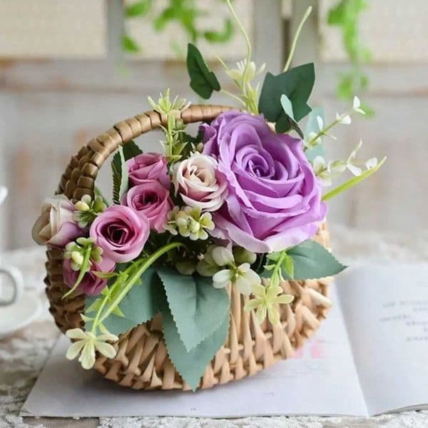Willow Rattan Woven Basket er Half Moon Storage With Handle Sturdy Small Flower Basket Flower Basket Picnic Container X2503111
