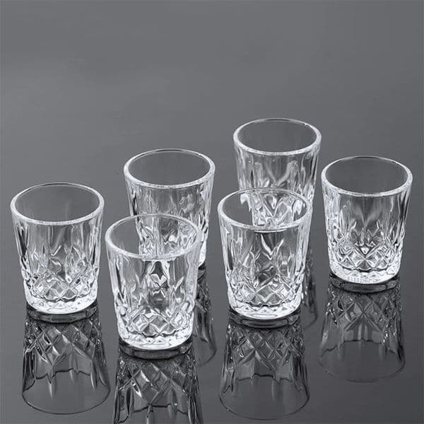 12pcs8pcs6pcs4pcs2pcs Embossed Glass 50ml Spirits Cups Engraved Tea Drinking Baijiu Cup Water Small Capacity Wine 250311BJ