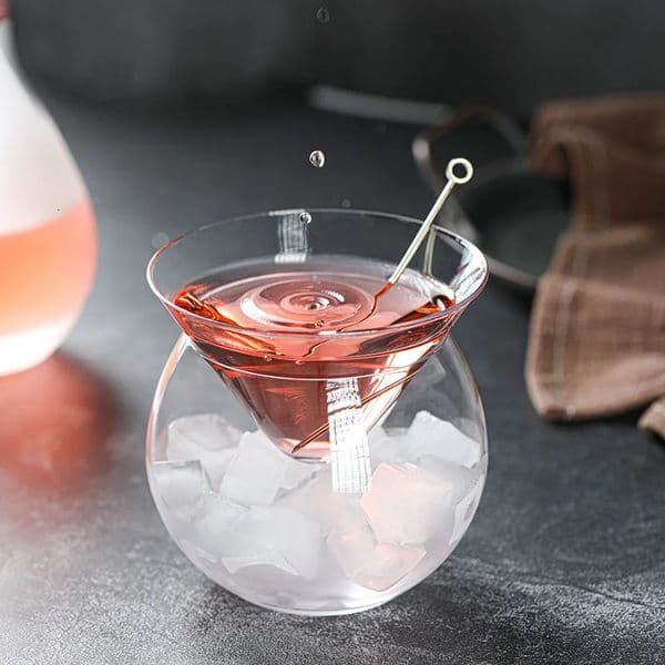 Molecular Mixology Interlayer Triangle Tail Iced Crystal Wine Glass Cone Martini Globular Set Bartender Special Drinking Cup 250311
