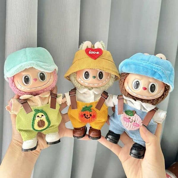 Cute Plush DollS Clothes 17cm Labubu I II Bib Pants Hat Shoes Idol Dolls Sitting Party Clothing Accessories For Korea Kpop Exo X250311