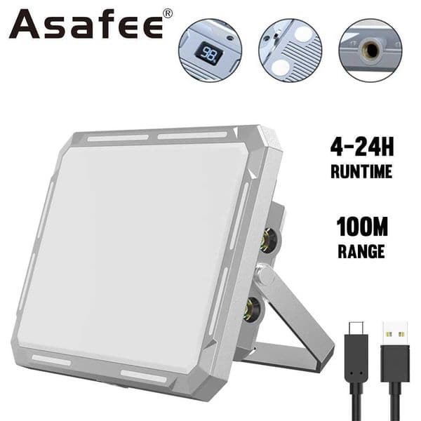 Asafe XPE LED Tiki 1000LM Flood Work Light Rechargeable Outdoor Camping Lamp Built-in 4000mAh Battery IP44 Waterproof X250312