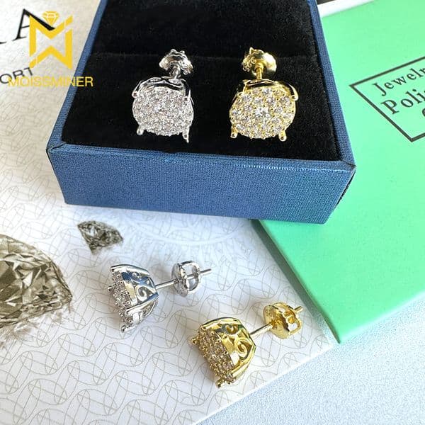 Basic Flower Moissanite Earrings For Women S925 Silver Ear Studs Men High-End Jewelry Pass Tester Free Shipping