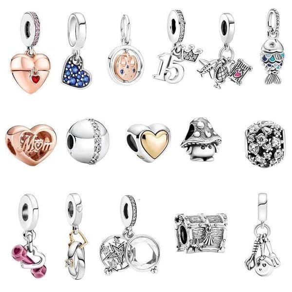 Charm 925 Sterling Silver Airplane, Earth And Suitcase Swing Charm Pendant Mortarboard Fish Bead Ladies Bracelet Jewelry