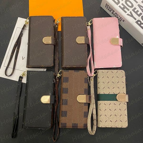 Luxury 2 Layers Folio Wallet Phone Case for iPhone 17 Air 16 15 Plus 14 13 12 11 Pro Max Zipper Card Pocket Zipper Cover Samsung S25 S24 S23 S22 Ultra Designer Leather Purse