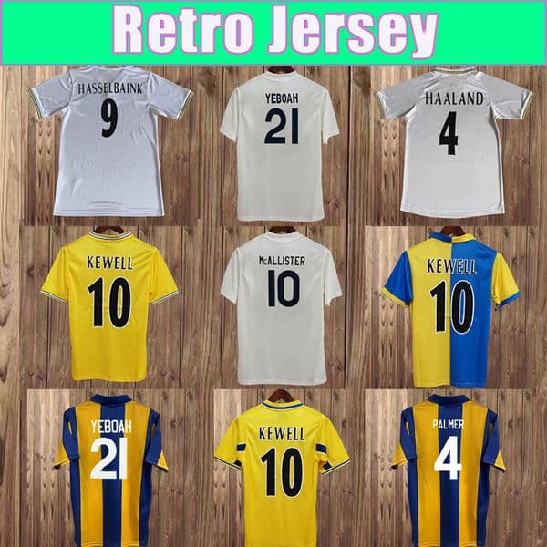 1995 2000 HAALAND Retro Soccer Jerseys YEBOAH KEWELL BATTY RADEBE SMITH BOWYER HARTE GRAY SPEED Home Away 3rd Vintage Football Shirts