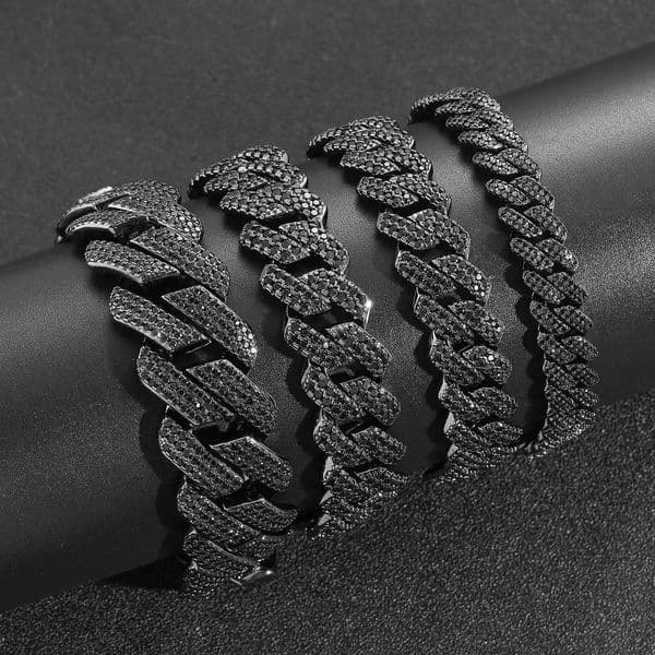 Hip Hop Rapper Mossanite Necklace Jewelry Vvs Sterg Sier 20mm Black Dia Moissanite Cuban k Chain