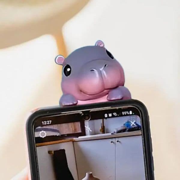 Creative Cartoon Moo Deng Hippo Figurine Phone Computer Screen Car Navigator Screen Decoration Car Home Desk Decoration 250314