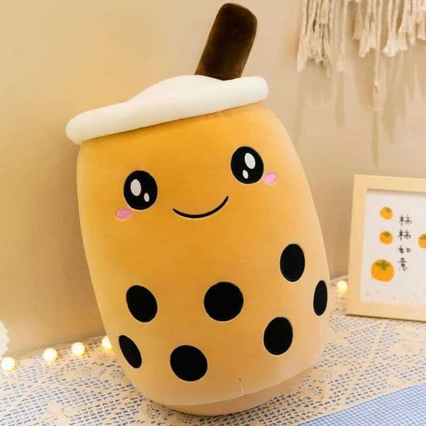Kaii Bubble Tea Plush 35CM Pillow Simulation Little Pearl Milk Tea Cup Boba Food Filling Soft Kaii Hugging Plush Decorative Toy 5XJ250314