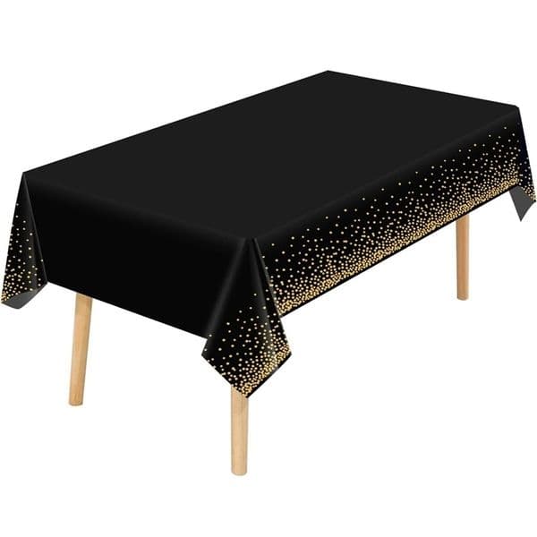 137x274cm Rectangle Disposable Bronzing Gold Dot Waterproof Party Tablecloth for Birthday Restaurant Wedding Decoration 250314