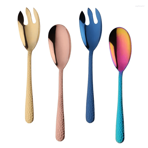 Dinnerware Sets Stainless Steel Salad Spoon Fork Set Kitchen Server Pasta Utensils Public Tableware Using Buffet Restaurant Tools