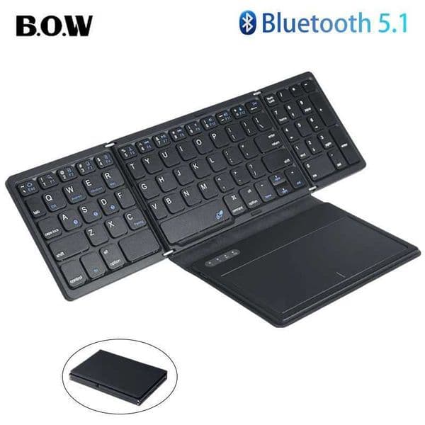 BOW Foladable BT Keyboard with Touchpad Pocket Folding Keyboard for Laptop Phone Tablet Wireless Rechargeable Keyboard X250614
