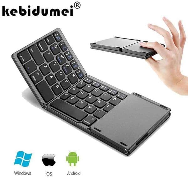 Folding wireless connections keyboard mini wireless keyboard with touchpad storage compatible with three systems suitable for iOS Android Windows Office X250314