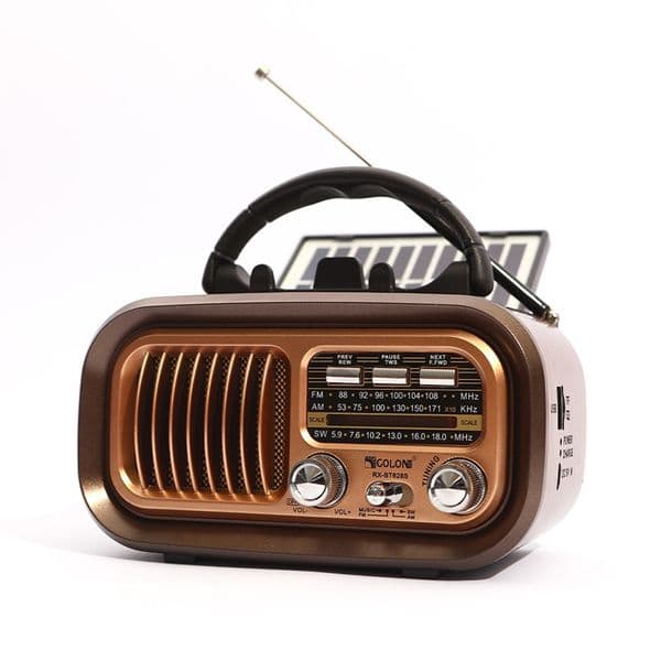 Solar USB Rechargeable Retro AM/FM Radio with Bluetooth 1200mAh Battery Excellent Reception Portable Multi-function Speaker