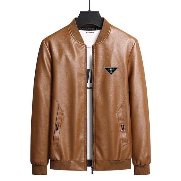 GG-P-R-A Fashion Design Men's PU Jacket For Workers Casual And Fashionable Work Pilot Windproof Stand Collar Top Retro Black Motorcycle Jacket With Zipper