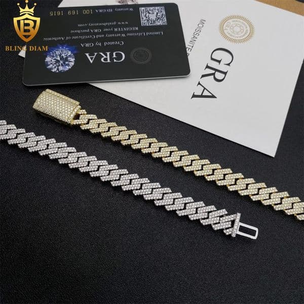 10mm Hip Hop Miami Jewelry 925 Sterling Silver Vvs Moissanite Cuban Link Chain Bracelet Necklace