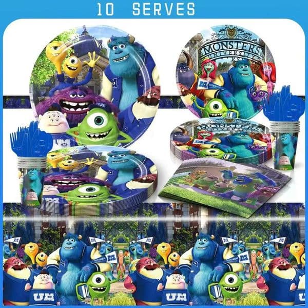 Cartoon Monster Birthday Party Decoration Disposable Tablet Set Happy Birthday Tablet Tablecloth Baby Shower X250317