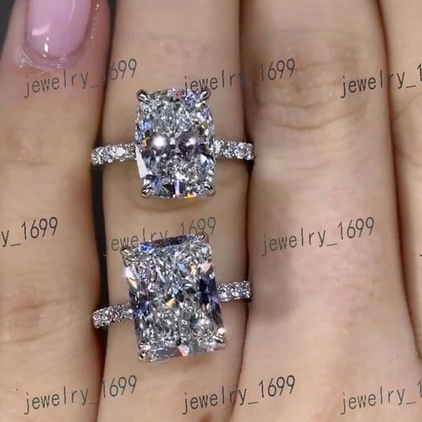 Custom GRA VVs Moissanite Radiant Cut Engagement Ring Solid Gold Plated 925 Sterling Silver for Women Men Jewelry 1 3 4 5