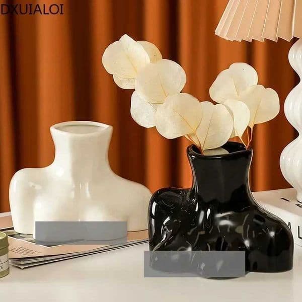 Modern Creative Ceramic Craft Half Body Sculpture Art Vase Living Room Flower Arrangement Desktop Decoration Home Decoration X250317