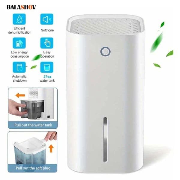 850mL With Basic Air Filter Ft Portable Small Dehumidifier Auto-off Protection Humidity Control for Home Office