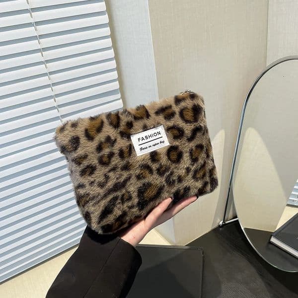Leopard Print Retro Makeup Bag Large Capacity Cosmetic Bag Fashion Portable Storage Travel Toiletry Bag 250311