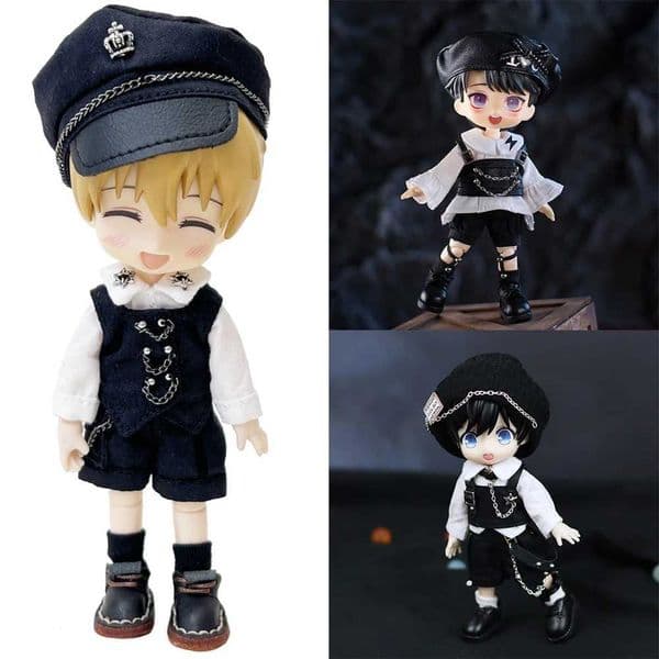 2026 New Ob11 Doll Gothic Uniform Suit Dress Shirt Hat Vest Shorts Set Clothes For Gsc Obitsu11 Molly P9 1/12Bjd X250318 Designer