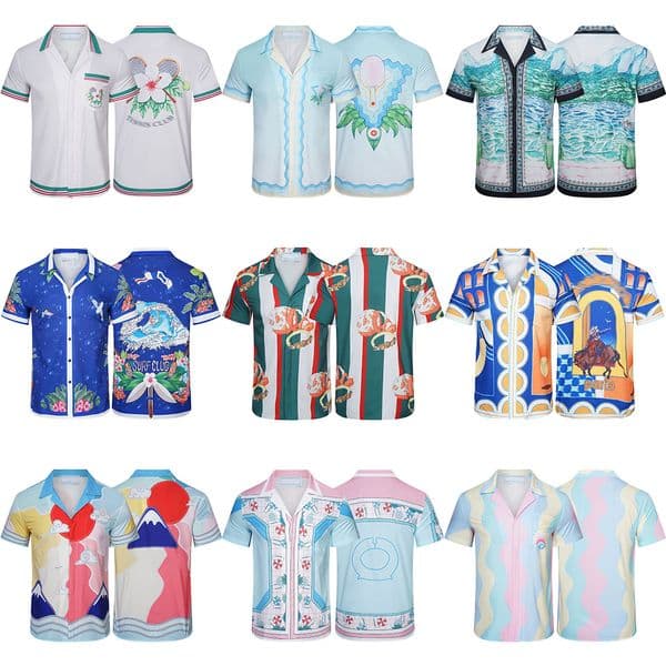 Designer Mens Shirts Digital Printed Shirts Casual Loose Breathable Tops Mens Summer Beach Outfit