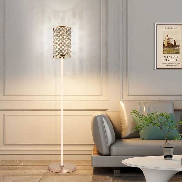 rn LED floor lamp Gold/Silver luxury crystal Lampshade Home Bedroom Bedside Decor Light Hotel Living Room Sofa Standing Lamp X250318
