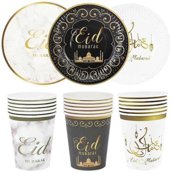 6/12 EID Mubarak cardboard cups for Ramadan Mubarak decoration 2024 Islamic event party disposable tableware Eid al Fitr X250318