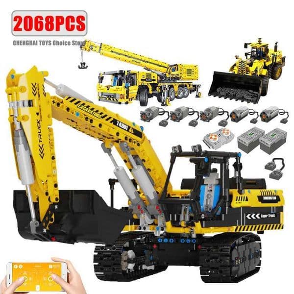 Technology Automotive Excavator Application Remote Control Automotive Power MOC Building Blocks Engineering Truck Boys Toys Childrens GiftsXJ250318