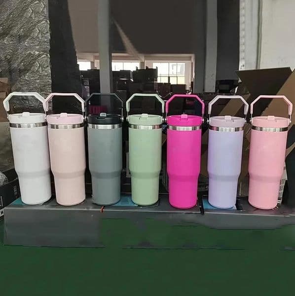 2026 New Water Bottles 30Oz Cups Heat Preservation Pink White Stainless Steel Tumblers Large Capacity Travel Car Gs Reusable Leakproof Flip
