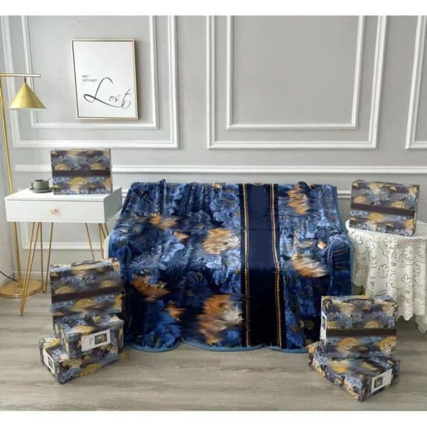 Luxury designer winter thickened blue sofa tiger jungle warm Decorative blanket 150 * 200cm with gift box