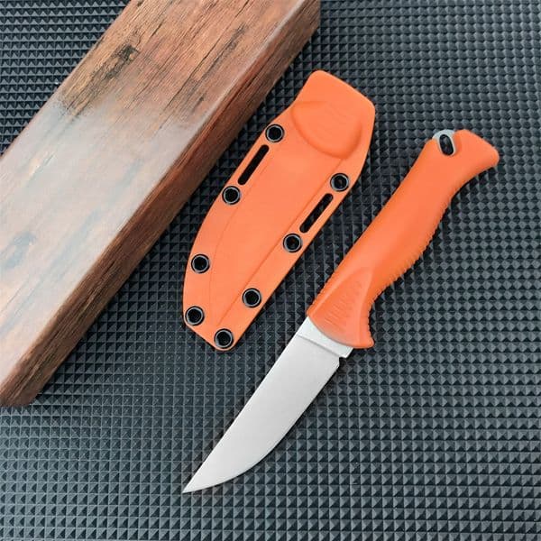 Newest 15505 Hunt Meatcrafter Fixed Blade Knife knife D Trailing Point Blade Olive Nylon Fiber Handles Wifh Sheath Outdoor Tactical Camping Defense Knives 15700
