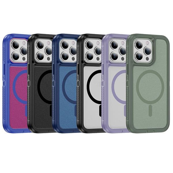 3 in 1 Rugged Defender Armor Magnetic For Magsafe Wireless Heavy Duty Shockproof Case For iPhone 17 Air 16 15 14 13 12 Pro Max Samsung S25 Ultra S24 Plus S23 FE S22