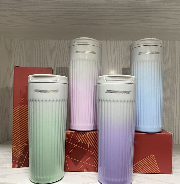 Tumblers Striped insulated cup light colored water cup designer coffee cup high-temperature resistant car cup birthday gift mug 401-500ml M260226