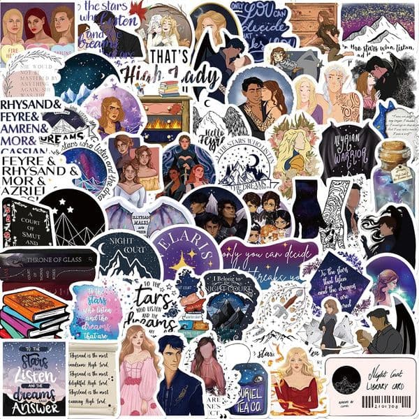 60pcs Cartoon Acotar Merchandise Simple Stickers For Skateboard Scrapbooking Laptop Suitcase Kids Teens Adults Toys 250319