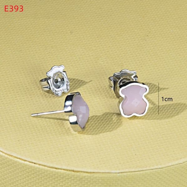 Fashion Women Girls Bear Silver Rose Gold Stainless Steel Small White Black Pink Glass Zircon Heart Animal Span Stud Earrings Jewelry Q260525