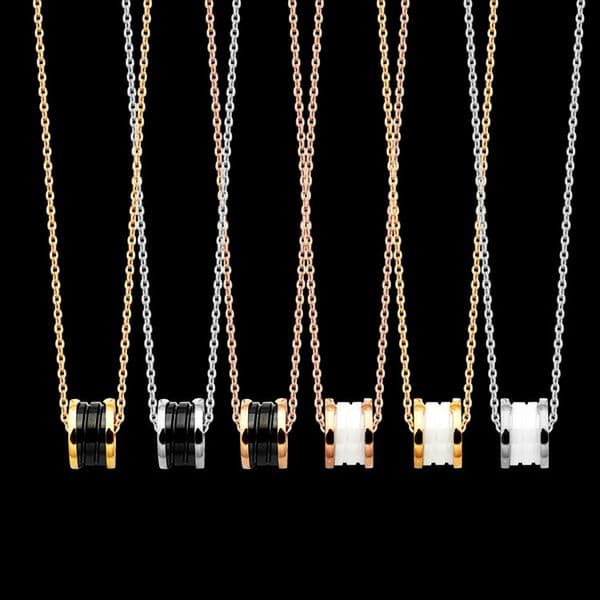 Gold Silver Color Luxury Designer Necklace Top Quality Classic Ceramics Pendant Necklaces Stainless Steel Fashion Necklace For Men Women