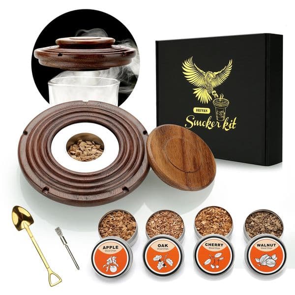 Cocktail Smoker KitSmoking Set with 4 Wood ChipsOld Fashioned Whiskey Smoker Drinks KitCocktail Accessories for WhiskeyDrink 250320